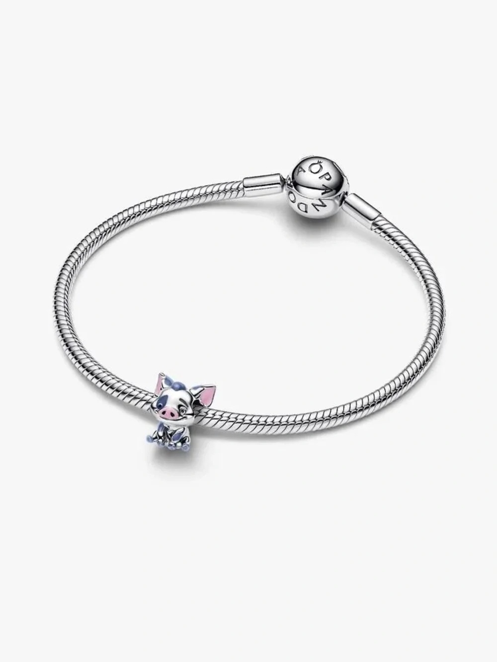 Pandora Silver Bracelet with Pink and Blue Pig Charm